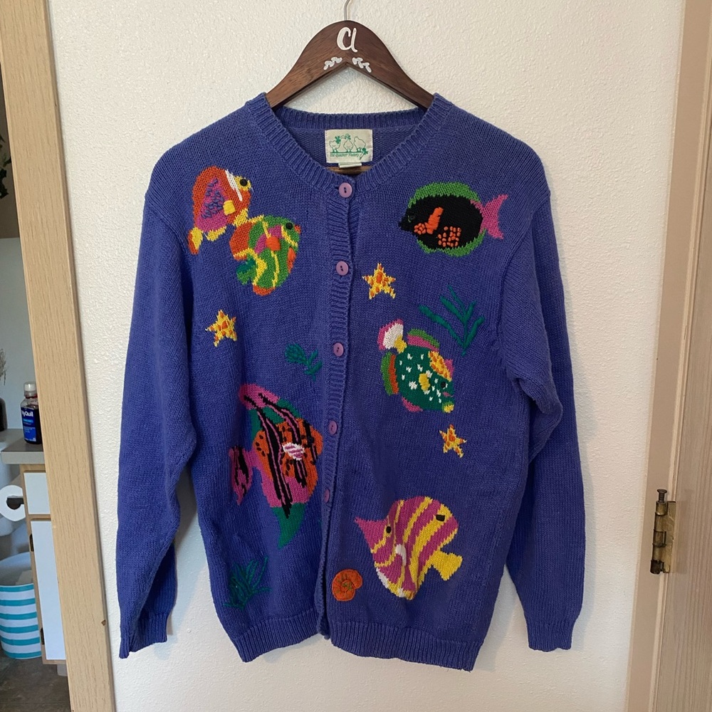 Vintage Fish Cardigan Sweater